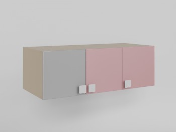 Антресоль на шкаф 3-х створчатый (Розовый/Серый/корпус Клен) в Камне-на-Оби - kamen-na-obi.mebel54.com | фото