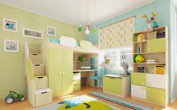 Детская комната Эппл (Зеленый/Белый/корпус Клен) в Камне-на-Оби - kamen-na-obi.mebel54.com | фото