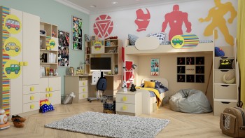 Детская комната Клаксон (Бежевый/корпус Клен) в Камне-на-Оби - kamen-na-obi.mebel54.com | фото