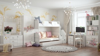 Детская комната Совушки (Белый/корпус Выбеленное дерево) в Камне-на-Оби - kamen-na-obi.mebel54.com | фото