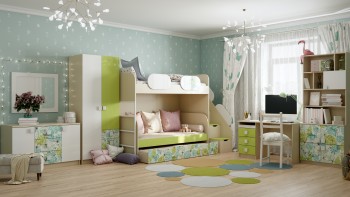 Детская комната Твит (Белый/Зеленый/корпус Клен) в Камне-на-Оби - kamen-na-obi.mebel54.com | фото