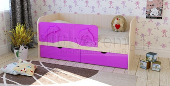 Друзья Кровать детская 2 ящика 1.6 Фиолетовый глянец в Камне-на-Оби - kamen-na-obi.mebel54.com | фото