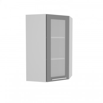 Капри ВПУС 550 шкаф верхний угловой со стеклом высокий (Камень темный/корпус Серый) в Камне-на-Оби - kamen-na-obi.mebel54.com | фото