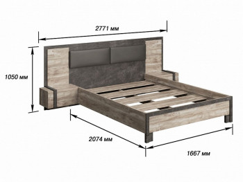 Клео Кровать 1600 с настилом (Дуб Юкон/Ателье темное) в Камне-на-Оби - kamen-na-obi.mebel54.com | фото