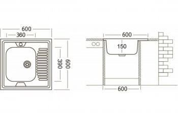 Комплект "Юкинокс" мойка STD600.600-4C 0R, смеситель UM1302, выпуск СКМГ, крепёж КНМ в Камне-на-Оби - kamen-na-obi.mebel54.com | фото