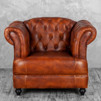 Кресло кожаное Лофт Честер-Нью (Коричневый, Рыжий) в Камне-на-Оби - kamen-na-obi.mebel54.com | фото