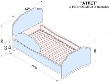 Кровать 160 Атлет 29 Синий (мягкий бортик) в Камне-на-Оби - kamen-na-obi.mebel54.com | фото