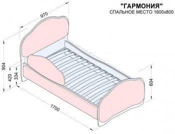Кровать 160 Гармония 33 Сиреневый (мягкий бортик) в Камне-на-Оби - kamen-na-obi.mebel54.com | фото