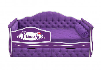 Кровать 160 серии Иллюзия 2 ящика 32 Фиолетовый (мягкие боковые накладки/подушка валик) в Камне-на-Оби - kamen-na-obi.mebel54.com | фото