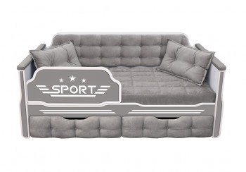 Кровать 160 серии Спорт 2 ящика 45 Серый (подушки) в Камне-на-Оби - kamen-na-obi.mebel54.com | фото