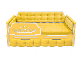 Кровать 160 серии Спорт 2 ящика 74 Жёлтый (мягкие боковые накладки) в Камне-на-Оби - kamen-na-obi.mebel54.com | фото