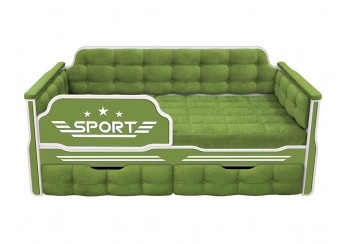 Кровать 160 серии Спорт 2 ящика 76 Зелёный (мягкие боковые накладки) в Камне-на-Оби - kamen-na-obi.mebel54.com | фото
