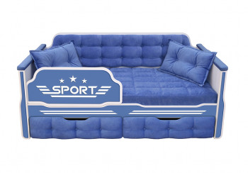 Кровать 160 серии Спорт 2 ящика 85 Синий (подушки) в Камне-на-Оби - kamen-na-obi.mebel54.com | фото
