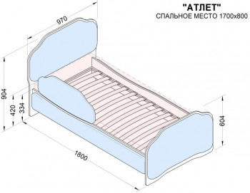 Кровать 170 Атлет 29 Синий (мягкий бортик) в Камне-на-Оби - kamen-na-obi.mebel54.com | фото