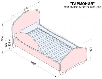 Кровать 170 Гармония 18 Бордовый (мягкий бортик) в Камне-на-Оби - kamen-na-obi.mebel54.com | фото