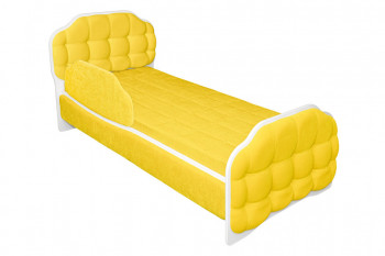 Кровать 180 Атлет 74 жёлтый (мягкий бортик) в Камне-на-Оби - kamen-na-obi.mebel54.com | фото
