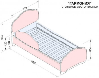 Кровать 180 Гармония 36 Светло-розовый (мягкий бортик) в Камне-на-Оби - kamen-na-obi.mebel54.com | фото