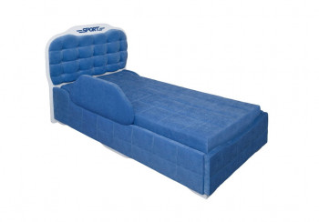 Кровать 190 Атлет Lux 29 Синий (мягкий бортик) в Камне-на-Оби - kamen-na-obi.mebel54.com | фото