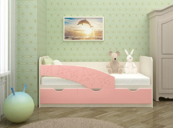 Кровать Бабочки 1,6м (Розовый металлик) в Камне-на-Оби - kamen-na-obi.mebel54.com | фото