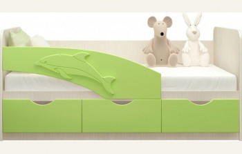 Кровать детская 1,6м Дельфин (Салатовый металлик) в Камне-на-Оби - kamen-na-obi.mebel54.com | фото