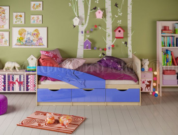Кровать детская 1,6м Дельфин (Синий металлик) в Камне-на-Оби - kamen-na-obi.mebel54.com | фото