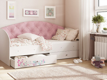 Кровать детская Эльза Белый/Розовый в Камне-на-Оби - kamen-na-obi.mebel54.com | фото