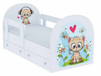 Кровать детская Котенок 2 ящика, 2 бортика 1.4 Белый в Камне-на-Оби - kamen-na-obi.mebel54.com | фото