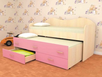 Кровать детская Нимфа двухместная 2.0 Дуб молочный/Розовый в Камне-на-Оби - kamen-na-obi.mebel54.com | фото