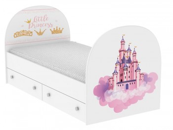 Кровать детская Принцесса 2 ящика, без бортиков 1.4 Белый в Камне-на-Оби - kamen-na-obi.mebel54.com | фото