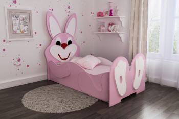 Кровать детская Зайка 1.6 Розовый/Белый в Камне-на-Оби - kamen-na-obi.mebel54.com | фото