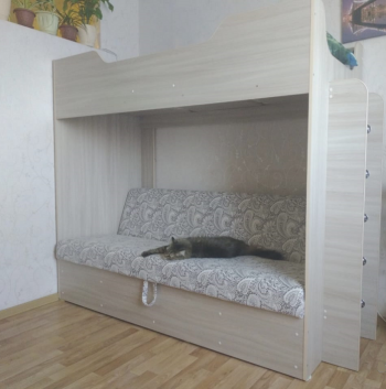 Кровать двухъярусная с диваном (Беленый дуб) в Камне-на-Оби - kamen-na-obi.mebel54.com | фото