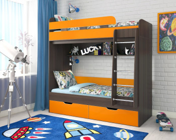 Кровать двухъярусная Юниор-5  Бодего/Оранжевый в Камне-на-Оби - kamen-na-obi.mebel54.com | фото