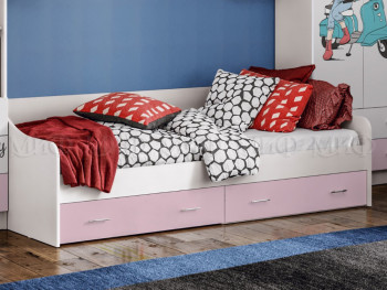 Кровать Fashion-1 Вега 0,9 м (Белый/Розовый) в Камне-на-Оби - kamen-na-obi.mebel54.com | фото