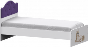 Кровать Каспер с мягкой спинкой и фотопечатью (800х1900)Белый/Фиолетовый в Камне-на-Оби - kamen-na-obi.mebel54.com | фото