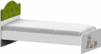 Кровать Каспер с мягкой спинкой и фотопечатью (800х1900)Белый/Лайм в Камне-на-Оби - kamen-na-obi.mebel54.com | фото