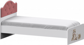 Кровать Каспер с мягкой спинкой и фотопечатью (800х1900)Белый/Светло-розовый в Камне-на-Оби - kamen-na-obi.mebel54.com | фото