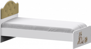 Кровать Каспер с мягкой спинкой и фотопечатью (800х1900)  Белый/Ваниль в Камне-на-Оби - kamen-na-obi.mebel54.com | фото