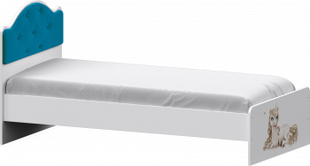 Кровать Каспер с мягкой спинкой и фотопечатью (900х1900)  Белый/Бирюза в Камне-на-Оби - kamen-na-obi.mebel54.com | фото