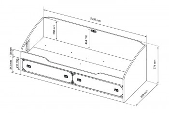 Кровать с 2-мя ящиками «Навигатор» (Дуб Каньон) в Камне-на-Оби - kamen-na-obi.mebel54.com | фото