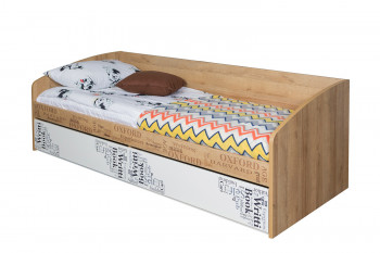 Кровать с 2 ящиками «Оксфорд» (Ривьера/Белый с рисунком) в Камне-на-Оби - kamen-na-obi.mebel54.com | фото