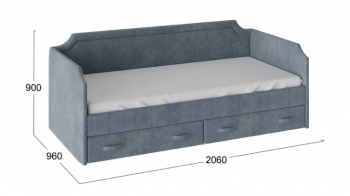 Кровать с мягкой обивкой и ящиками «Кантри» Тип 1 (900) (Замша синяя) в Камне-на-Оби - kamen-na-obi.mebel54.com | фото