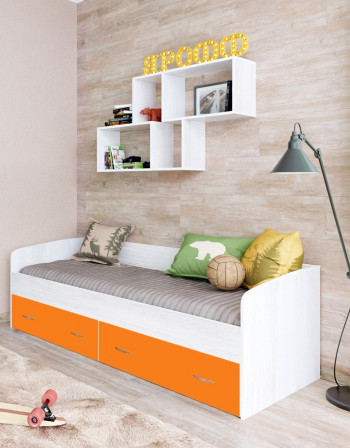 Кровать с выкатными ящиками Винтерберг/Оранжевый в Камне-на-Оби - kamen-na-obi.mebel54.com | фото