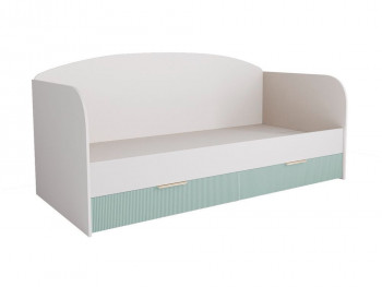Кровать с ящиками ДКД 2000.1 Лавис (Белый софт/Зеленый софт/корпус Белый) в Камне-на-Оби - kamen-na-obi.mebel54.com | фото