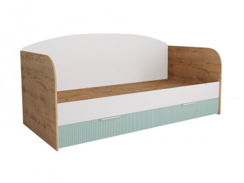 Кровать с ящиками ДКД 2000.1 Лавис (Белый софт/Зеленый софт/корпус Дуб бунратти) в Камне-на-Оби - kamen-na-obi.mebel54.com | фото