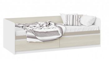 Кровать «Сканди» с 2 ящиками Дуб Гарден/Белый/Глиняный серый в Камне-на-Оби - kamen-na-obi.mebel54.com | фото