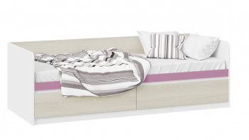 Кровать «Сканди» с 2 ящиками Дуб Гарден/Белый/Лиловый в Камне-на-Оби - kamen-na-obi.mebel54.com | фото