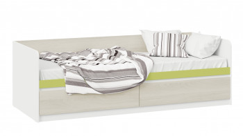 Кровать «Сканди» с 2 ящиками Дуб Гарден/Белый/Зеленый в Камне-на-Оби - kamen-na-obi.mebel54.com | фото
