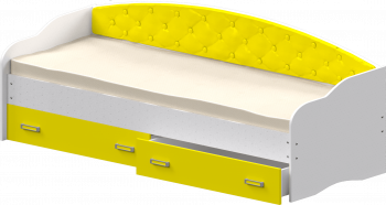 Кровать Софа-7 с мягкой спинкой (800х1900) Белый/Желтый в Камне-на-Оби - kamen-na-obi.mebel54.com | фото