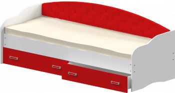 Кровать Софа-7 с мягкой спинкой (800х1900) Белый/Красный в Камне-на-Оби - kamen-na-obi.mebel54.com | фото