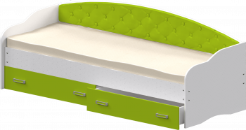 Кровать Софа-7 с мягкой спинкой (800х1900) Белый/Лайм в Камне-на-Оби - kamen-na-obi.mebel54.com | фото